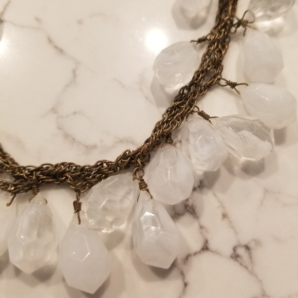 White Beaded Statement Necklace Free w Purchase - Picture 4 of 8